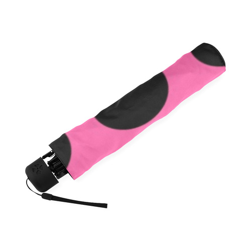 Large Black Pink Polka Dots Pattern Foldable Umbrella (Model U01)