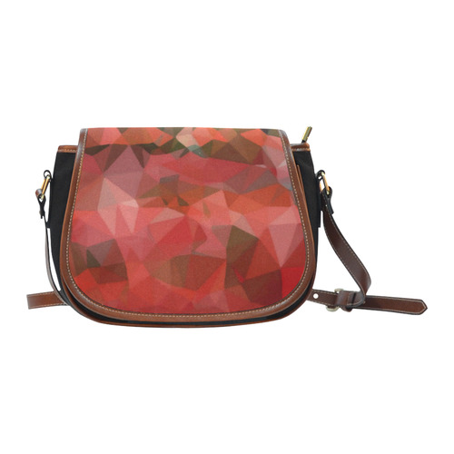 Red Black Abstract Geometric Triangles Saddle Bag/Small (Model 1649)(Flap Customization)