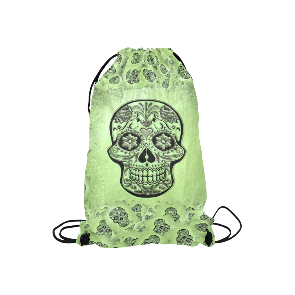 Skull20170235_by_JAMColors Small Drawstring Bag Model 1604 (Twin Sides) 11"(W) * 17.7"(H)