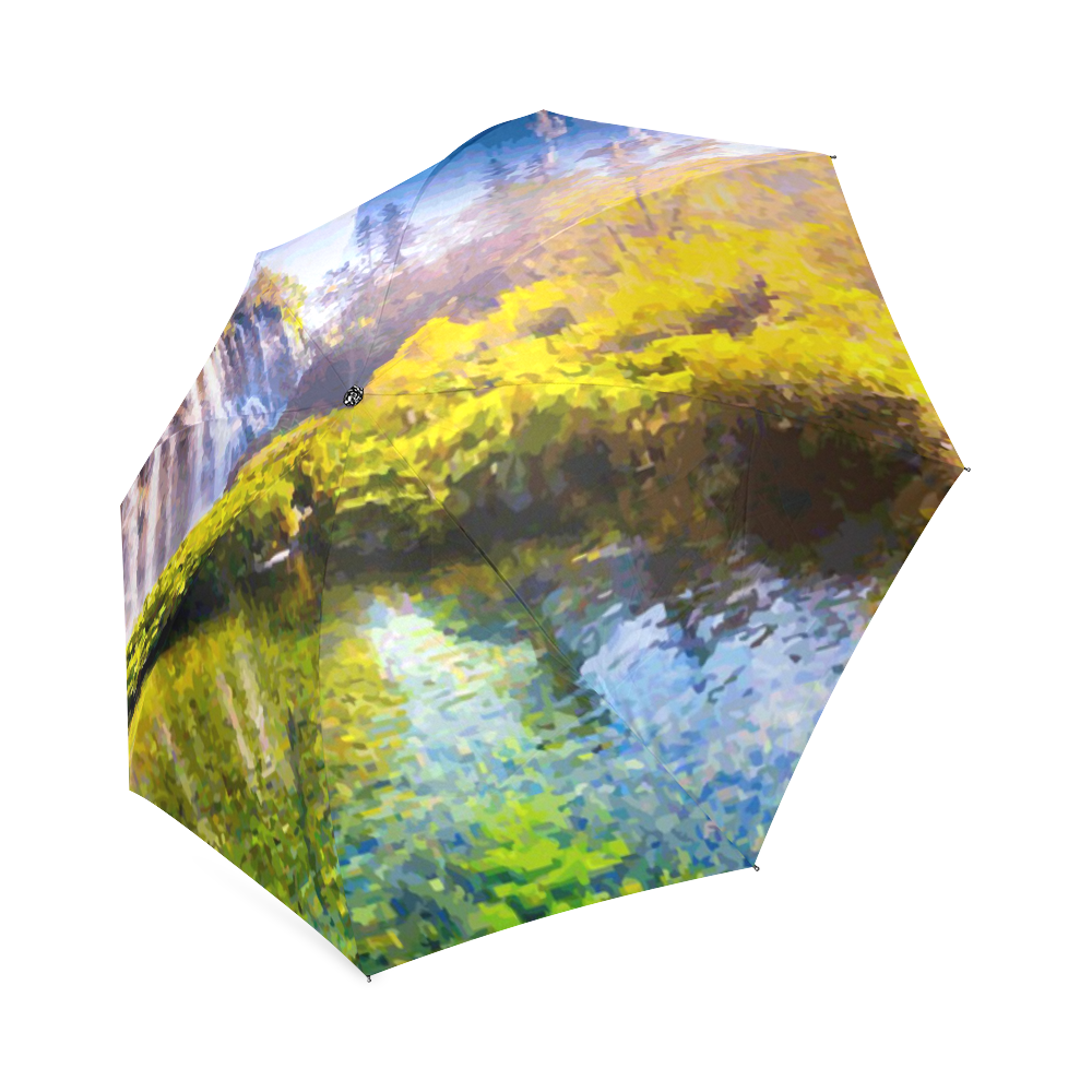 Waterfalls Forest Mountains Nature Landscape Foldable Umbrella (Model U01)