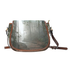 Forest Path in Mist Landscape Saddle Bag/Large (Model 1649)