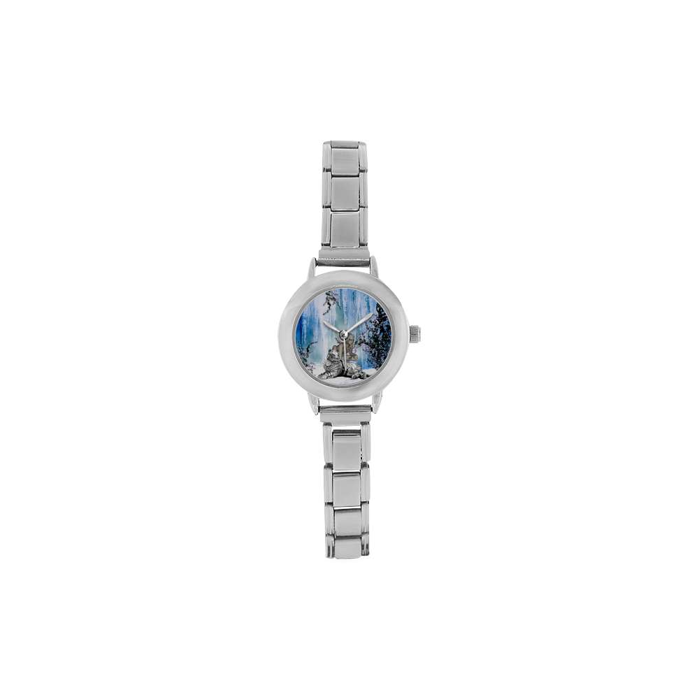 Awesome tiger with fantasy girl Women's Italian Charm Watch(Model 107)