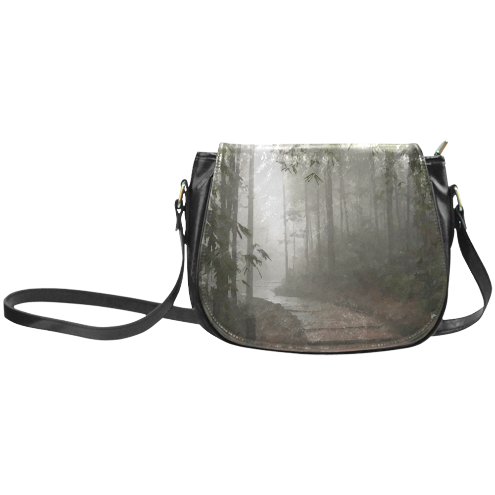 Forest Path in Mist Landscape Classic Saddle Bag/Small (Model 1648)