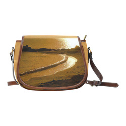 Cliffs on Beach at Sunset Landscape Saddle Bag/Large (Model 1649)