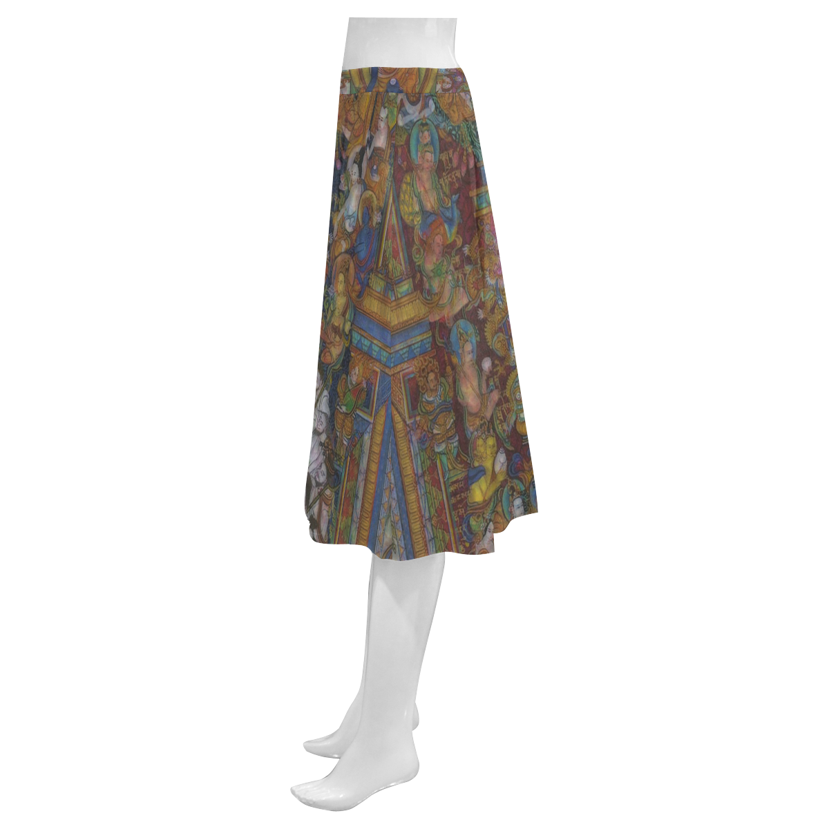 Awesome Thanka With The Holy Medicine Buddha Mnemosyne Women's Crepe Skirt (Model D16)