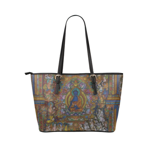 Awesome Thanka With The Holy Medicine Buddha Leather Tote Bag/Small (Model 1651)
