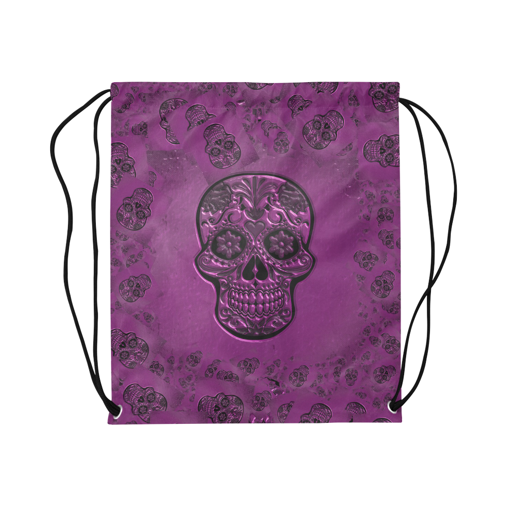 Skull20170229_by_JAMColors Large Drawstring Bag Model 1604 (Twin Sides)  16.5"(W) * 19.3"(H)