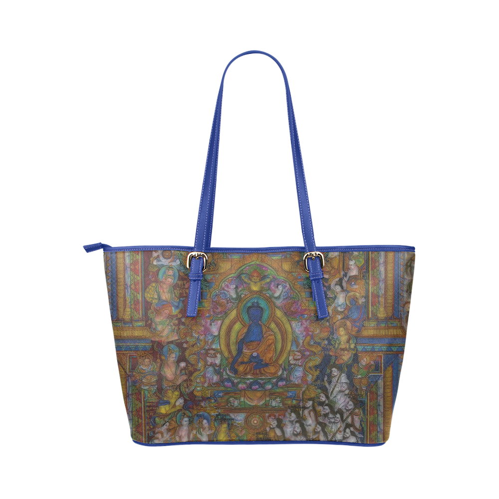 Awesome Thanka With The Holy Medicine Buddha Leather Tote Bag/Large (Model 1651)