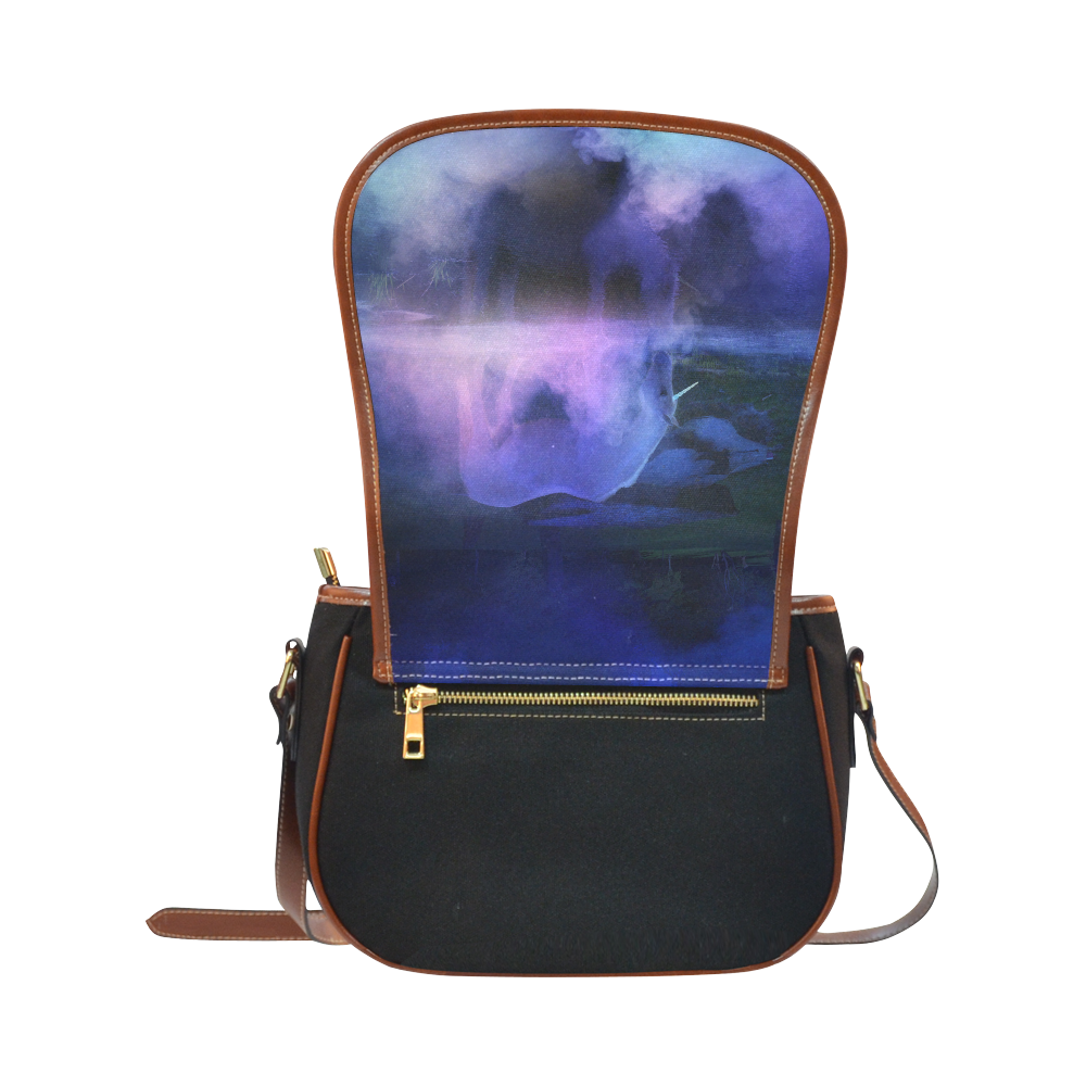 An Awesome Unicorn Beside A Magic Lake Saddle Bag/Small (Model 1649)(Flap Customization)