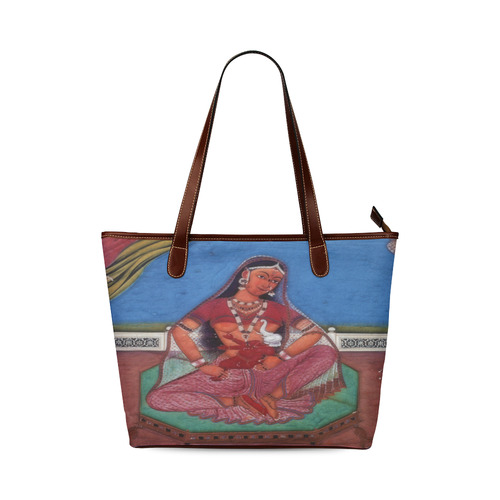 Deity Parvati with her Son Ganesha Shoulder Tote Bag (Model 1646)
