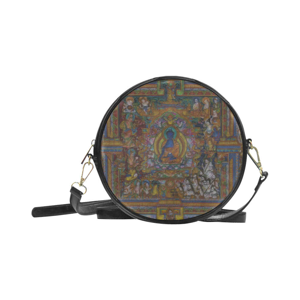 Awesome Thanka With The Holy Medicine Buddha Round Sling Bag (Model 1647)