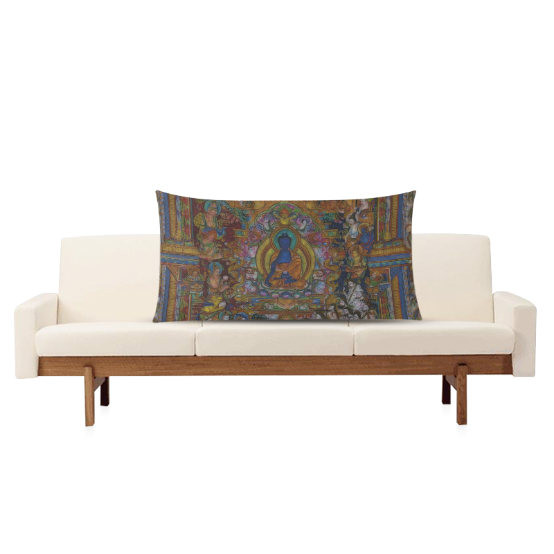 Awesome Thanka With The Holy Medicine Buddha Rectangle Pillow Case 20"x36"(Twin Sides)