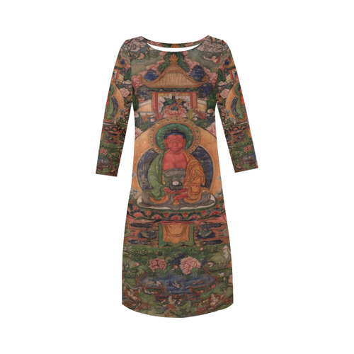 Buddha Amitabha in His Pure Land of Suvakti Round Collar Dress (D22)