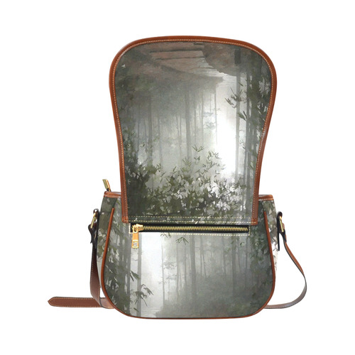 Forest Path in Mist Landscape Saddle Bag/Small (Model 1649) Full Customization