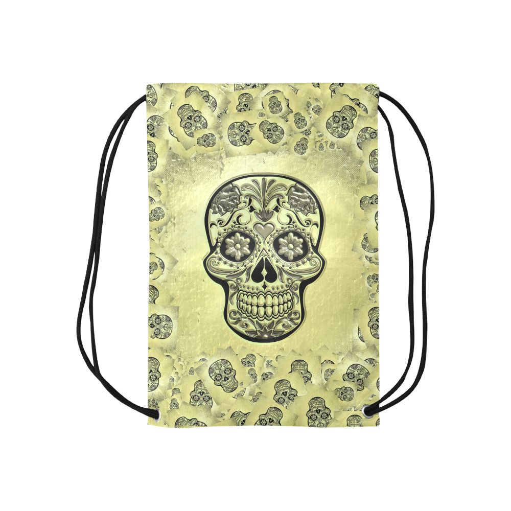 Skull20170234_by_JAMColors Small Drawstring Bag Model 1604 (Twin Sides) 11"(W) * 17.7"(H)