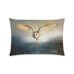 An barn owl flies over the lake Custom Zippered Pillow Case 16"x24"(Twin Sides)