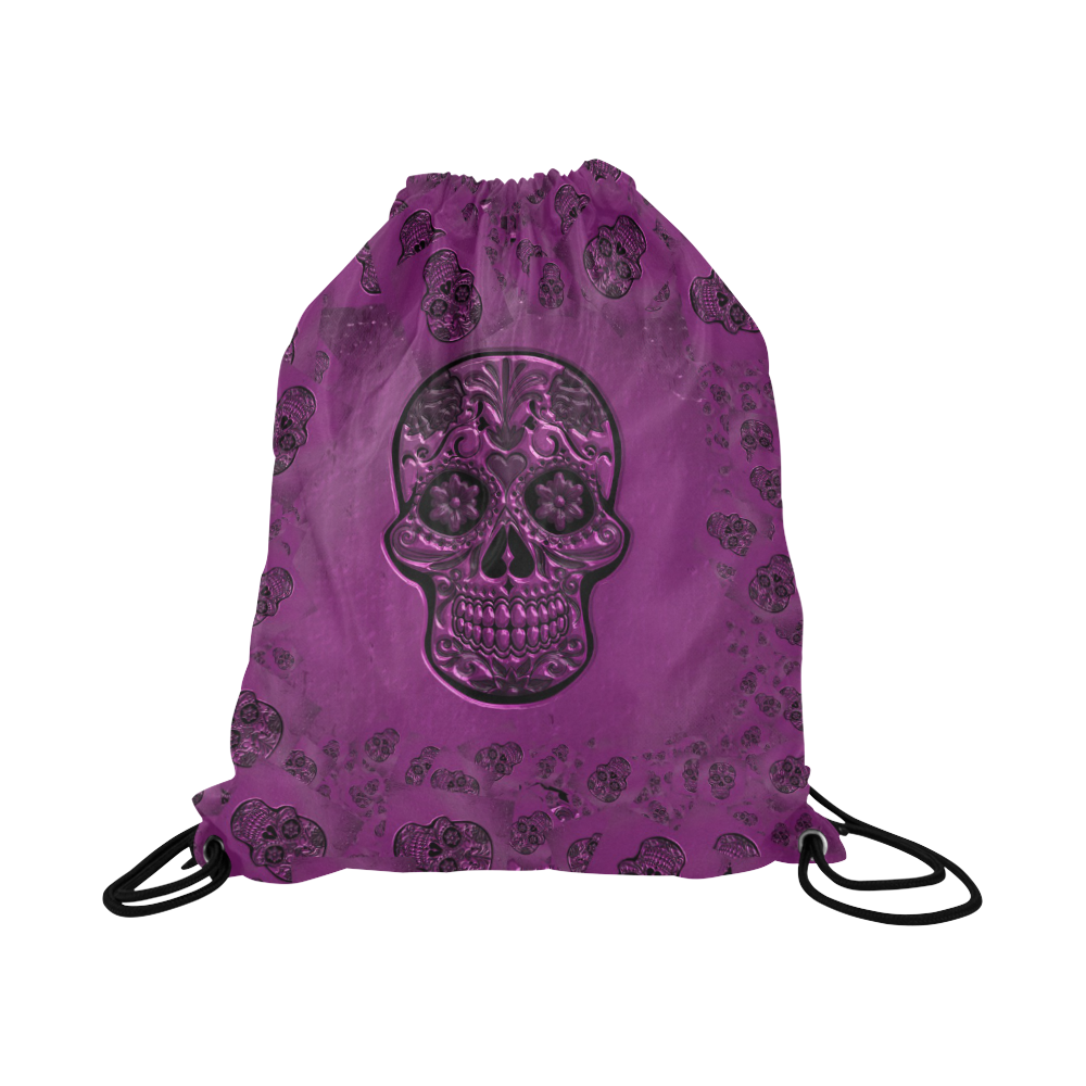 Skull20170229_by_JAMColors Large Drawstring Bag Model 1604 (Twin Sides)  16.5"(W) * 19.3"(H)