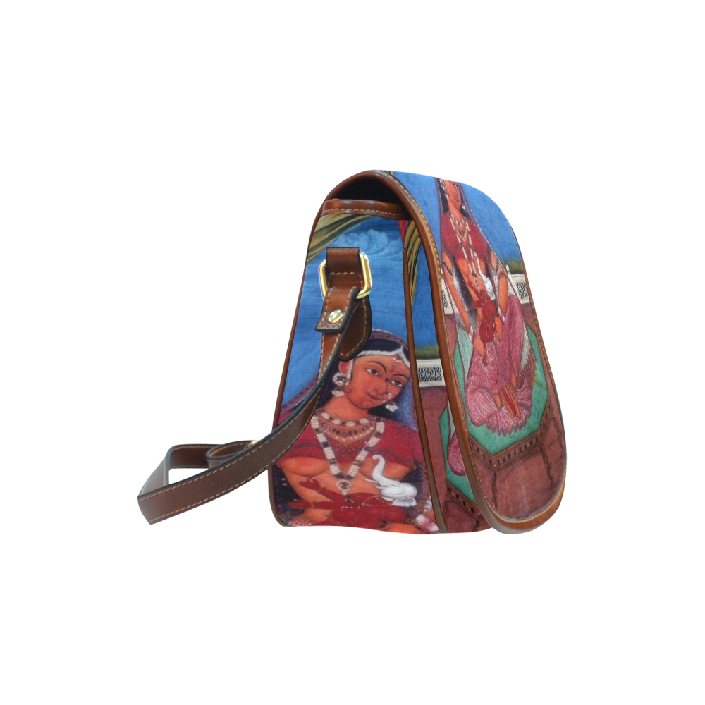 Deity Parvati with her Son Ganesha Saddle Bag/Small (Model 1649) Full Customization