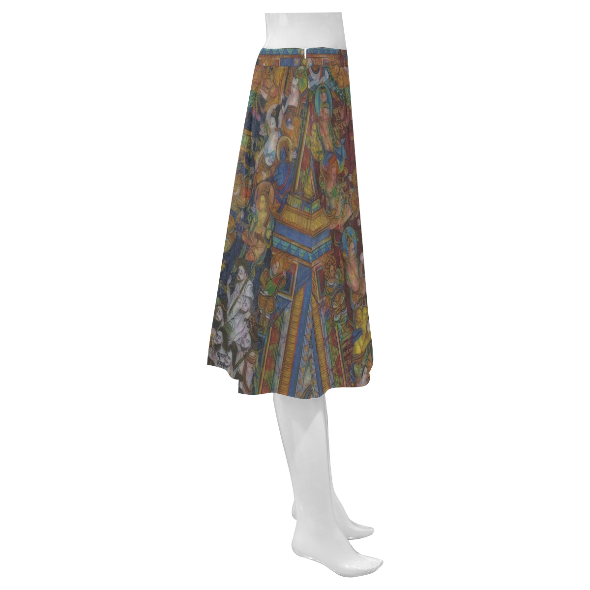 Awesome Thanka With The Holy Medicine Buddha Mnemosyne Women's Crepe Skirt (Model D16)