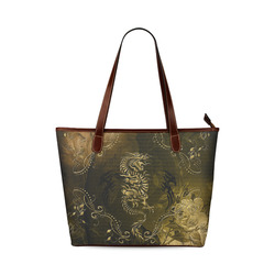 Wonderful chinese dragon in gold Shoulder Tote Bag (Model 1646)