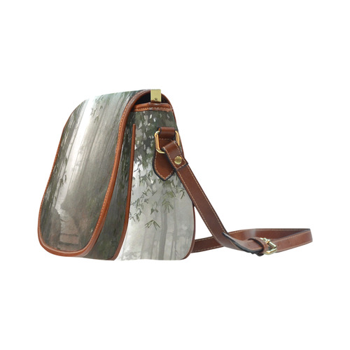 Forest Path in Mist Landscape Saddle Bag/Small (Model 1649) Full Customization