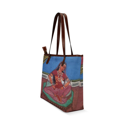 Deity Parvati with her Son Ganesha Shoulder Tote Bag (Model 1646)