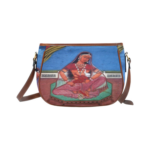 Deity Parvati with her Son Ganesha Saddle Bag/Small (Model 1649) Full Customization