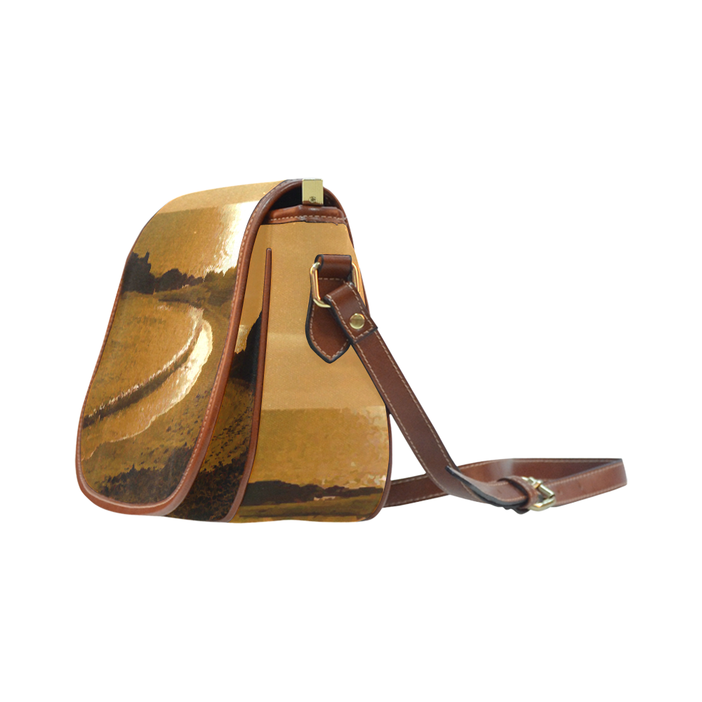 Cliffs on Beach at Sunset Landscape Saddle Bag/Large (Model 1649)