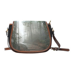 Forest Path in Mist Landscape Saddle Bag/Small (Model 1649)(Flap Customization)