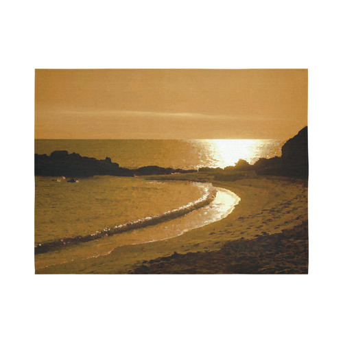 Cliffs on Beach at Sunset Landscape Cotton Linen Wall Tapestry 80"x 60"