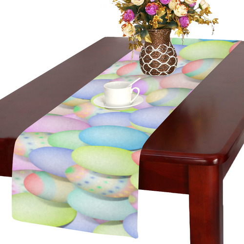 Pastel Colored Easter Eggs Table Runner 14x72 inch