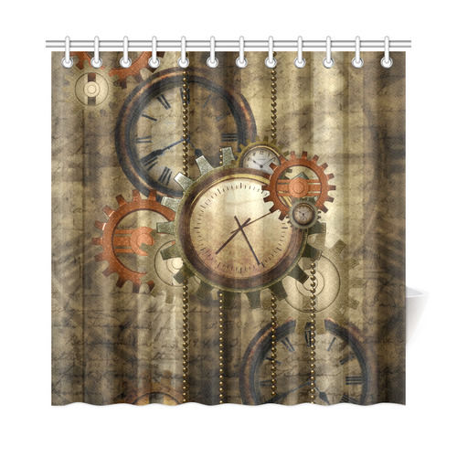 Steampunk Clocks and Gears Shower Curtain 72"x72"