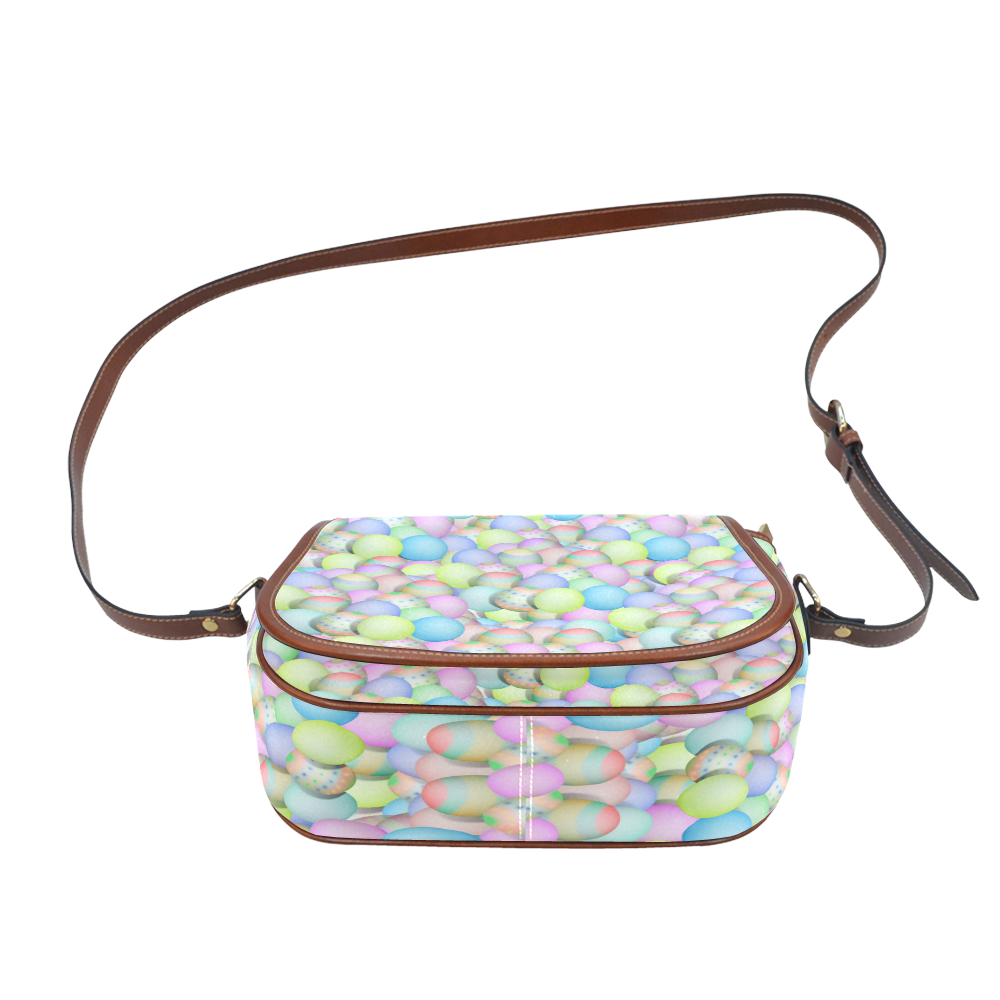 Pastel Colored Easter Eggs Saddle Bag/Small (Model 1649) Full Customization