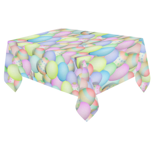 Pastel Colored Easter Eggs Cotton Linen Tablecloth 60"x 84"