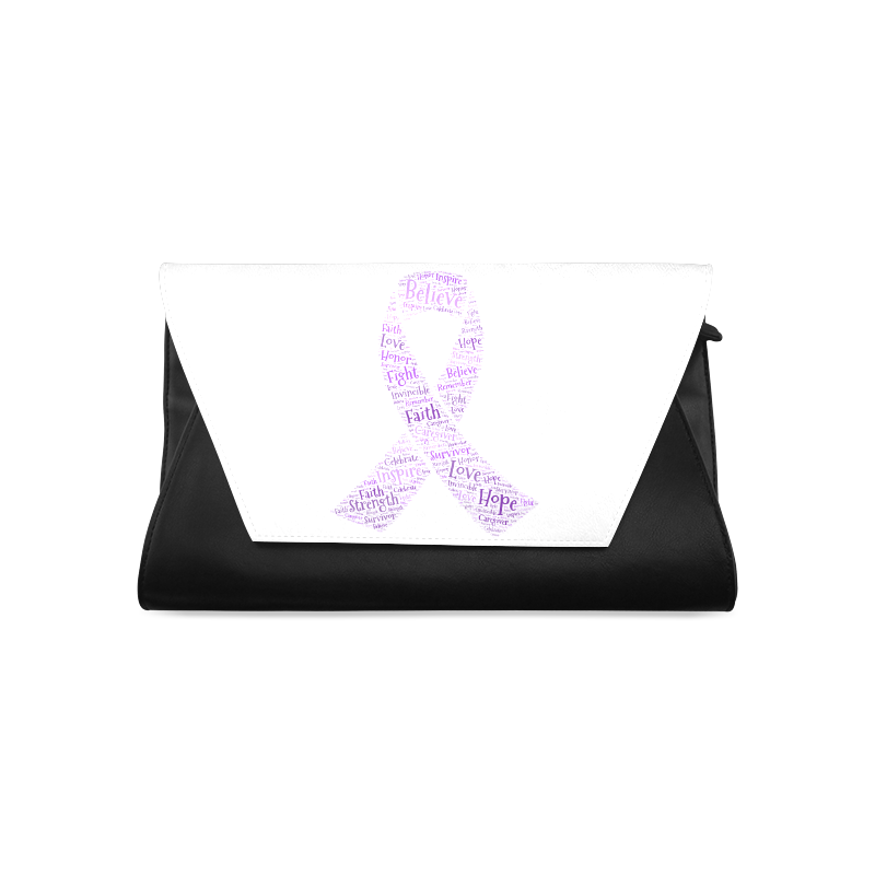 Purple Word Awareness Ribbon Clutch Bag (Model 1630)