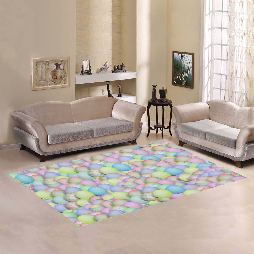 Pastel Colored Easter Eggs Area Rug7'x5'