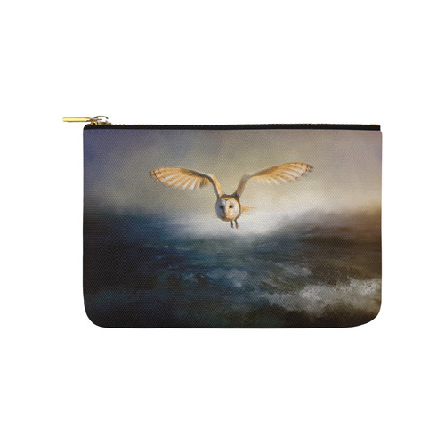 An barn owl flies over the lake Carry-All Pouch 9.5''x6''