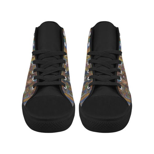 Awesome Thanka With The Holy Medicine Buddha Aquila High Top Microfiber Leather Women's Shoes (Model 032)