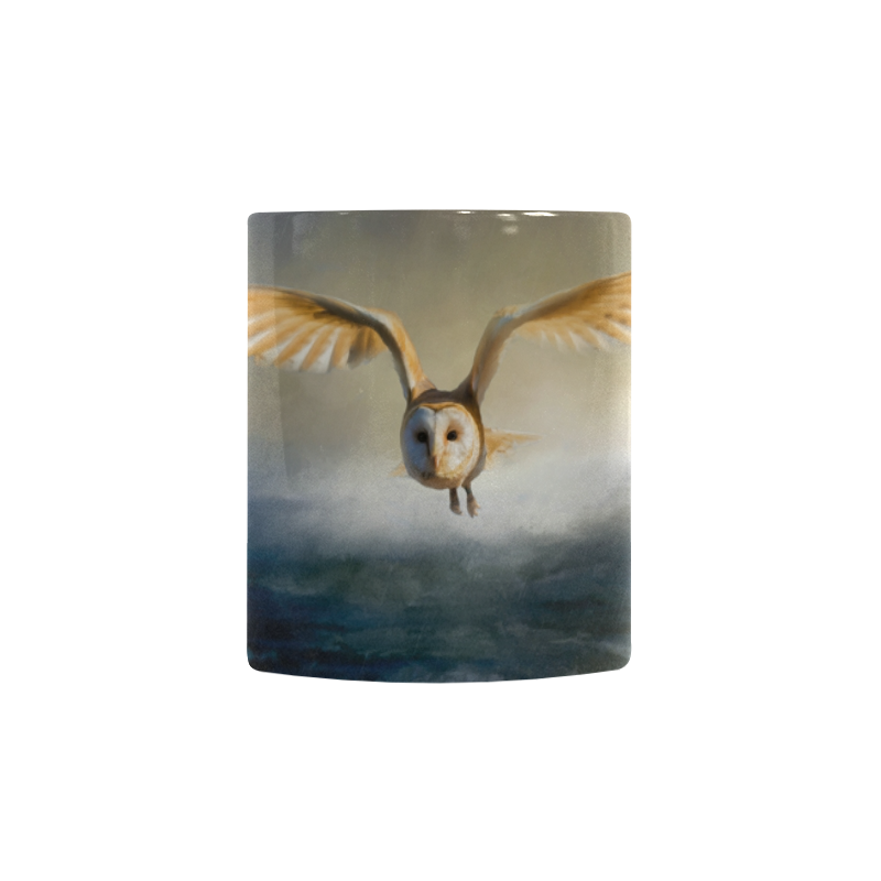 An barn owl flies over the lake Custom Morphing Mug