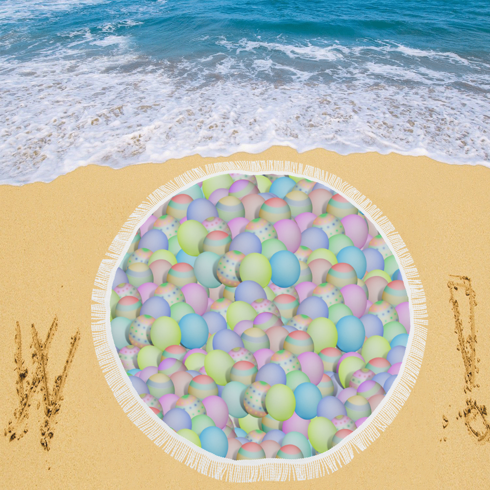 Pastel Colored Easter Eggs Circular Beach Shawl 59"x 59"