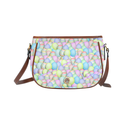 Pastel Colored Easter Eggs Saddle Bag/Small (Model 1649) Full Customization