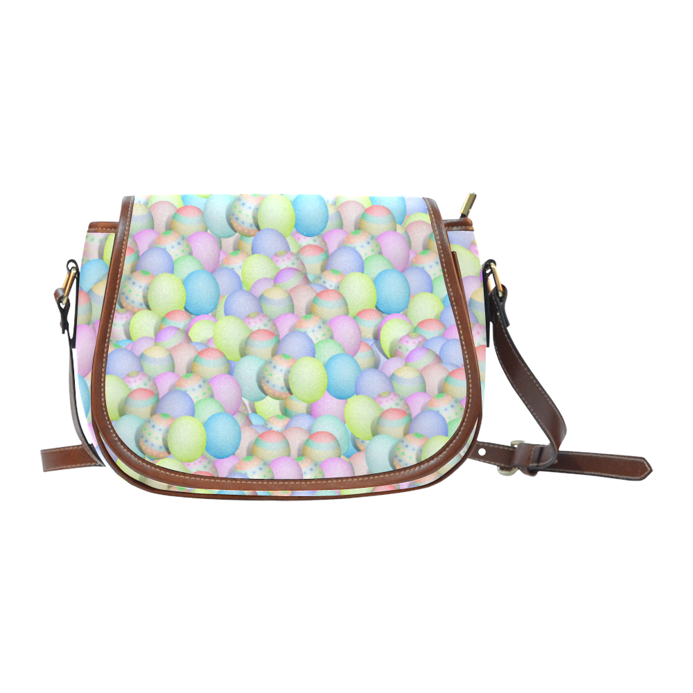 Pastel Colored Easter Eggs Saddle Bag/Large (Model 1649)