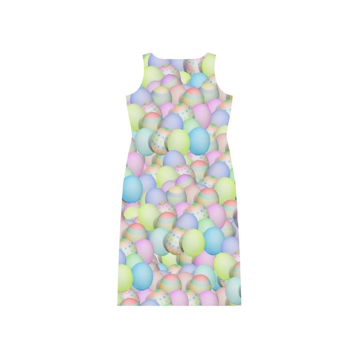 Pastel Colored Easter Eggs Phaedra Sleeveless Open Fork Long Dress (Model D08)