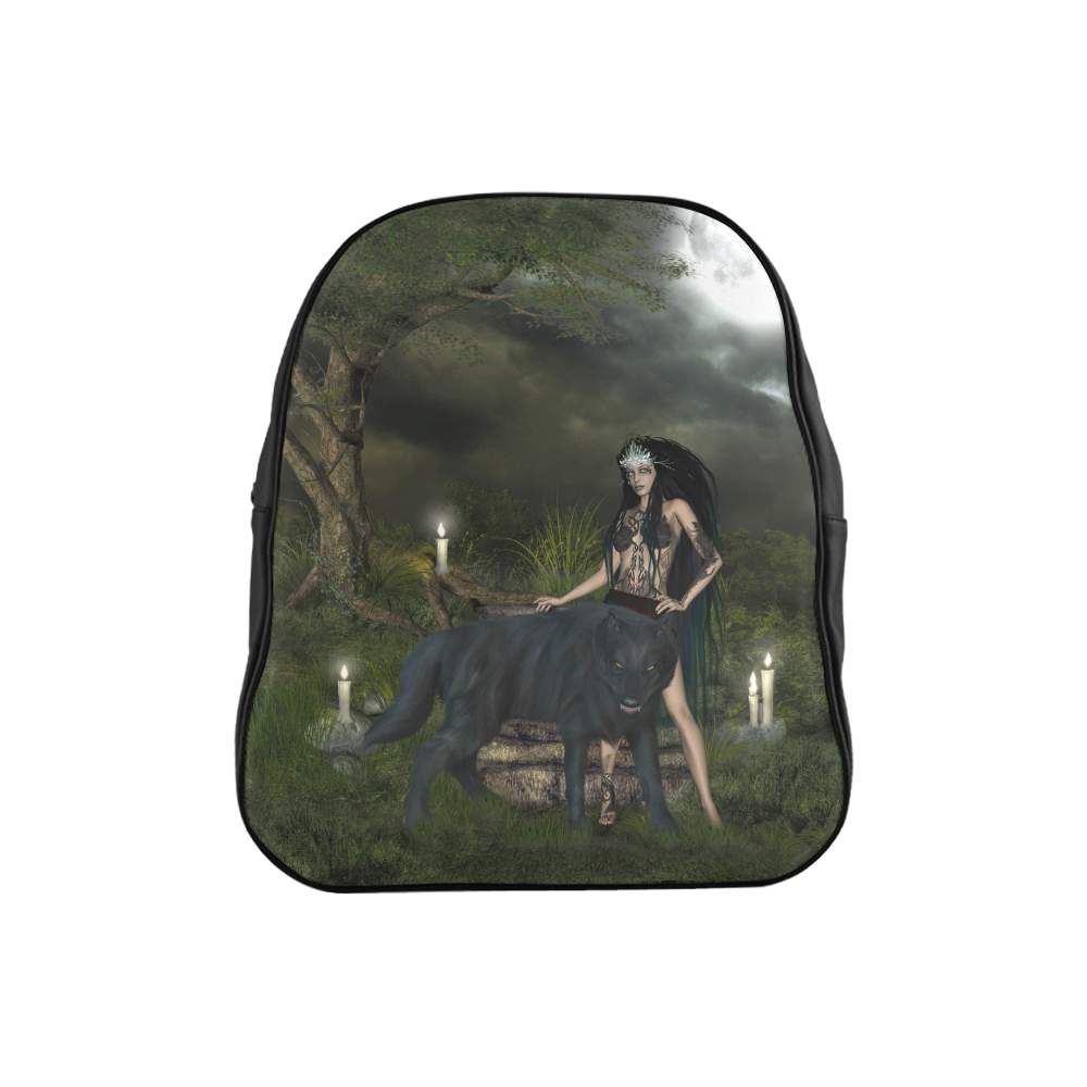 Awesome wolf with fairy School Backpack (Model 1601)(Small)