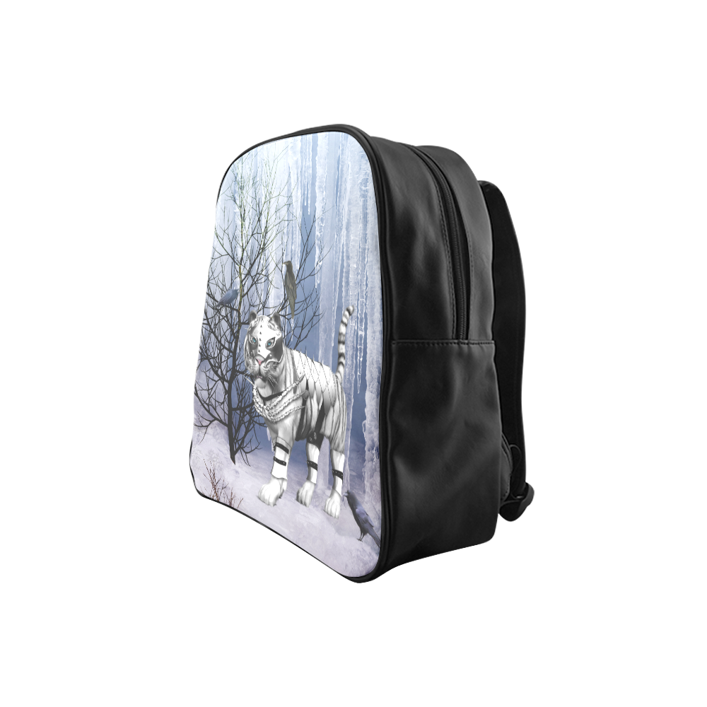 Wonderful tiger in the snow landscape School Backpack (Model 1601)(Small)