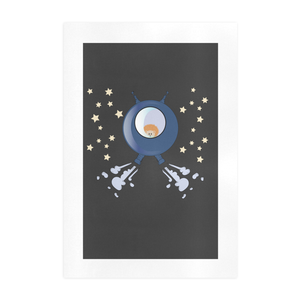 Hedgehog in space. spacecraft. Art Print 19‘’x28‘’