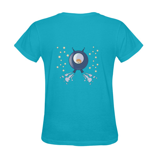 Hedgehog in space. spacecraft. Sunny Women's T-shirt (Model T05)