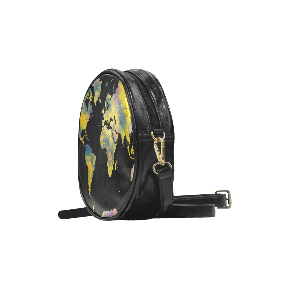 world map Round Sling Bag (Model 1647)