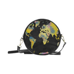 world map Round Sling Bag (Model 1647)