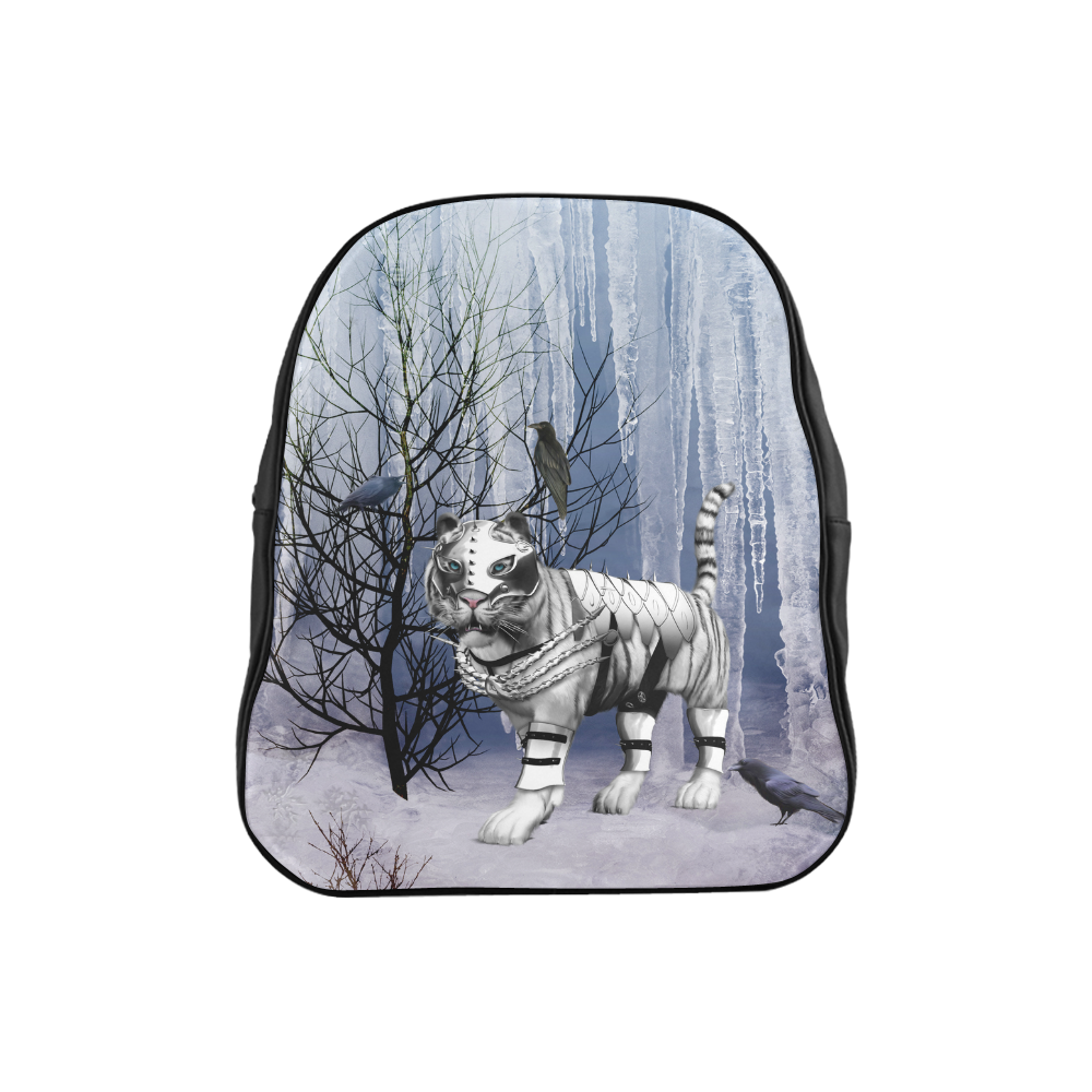 Wonderful tiger in the snow landscape School Backpack (Model 1601)(Small)